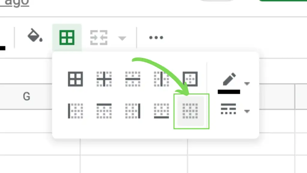 To remove the double underline in Google Sheets click on clear borders 