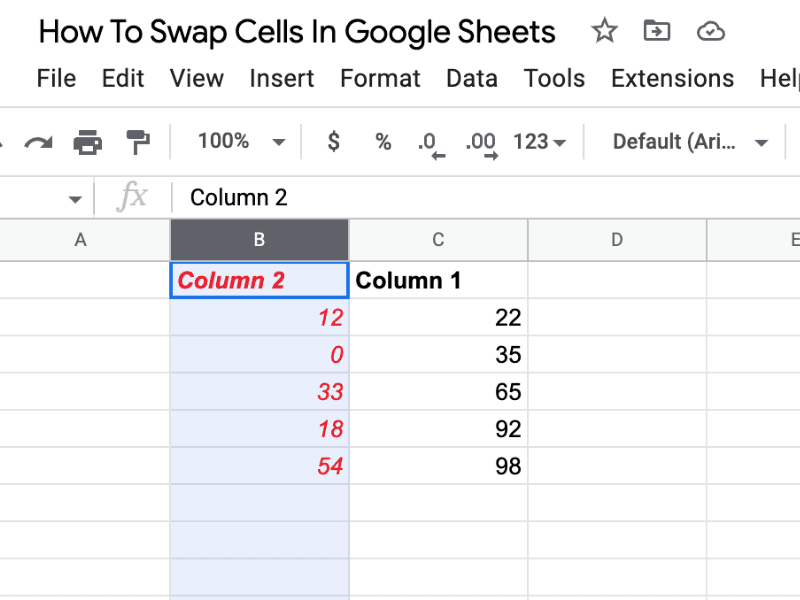 How to Swap Cells in Google Sheets