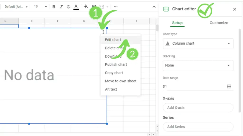 Edit Chart in Google Sheets using the Chart Editor