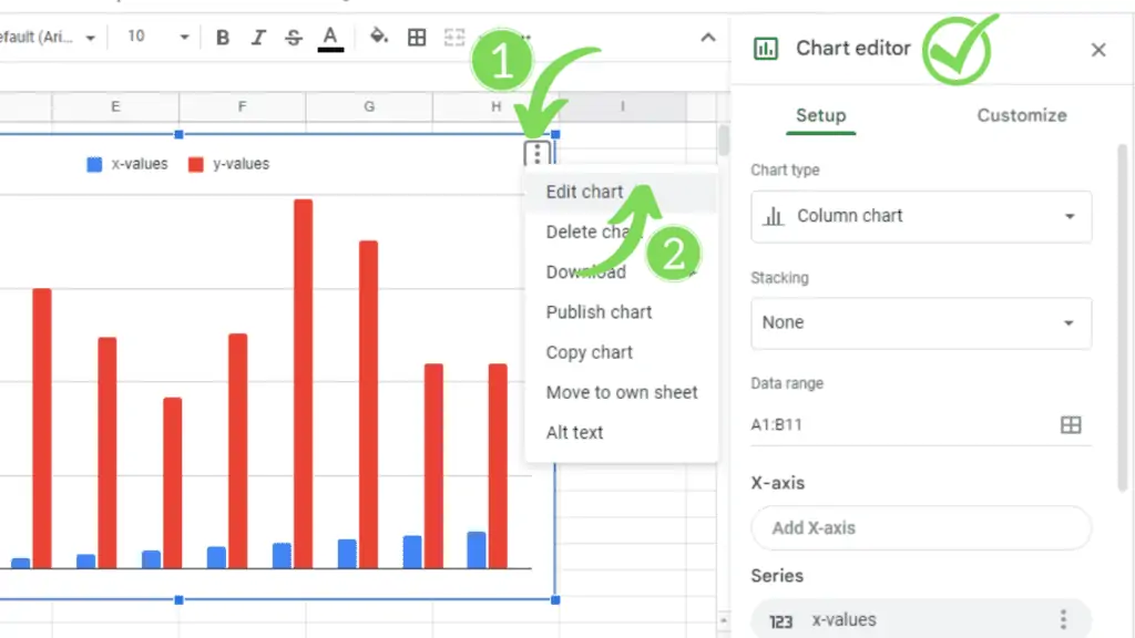 Open the Chart & Axis Title Section in the Chart Editor Setup