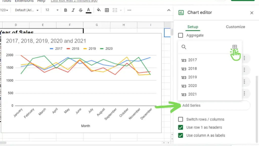 Add a custom data range in Google Sheets