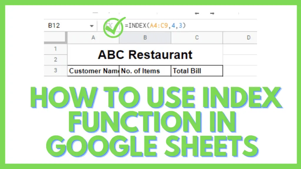 How to use index function in Google Sheets
