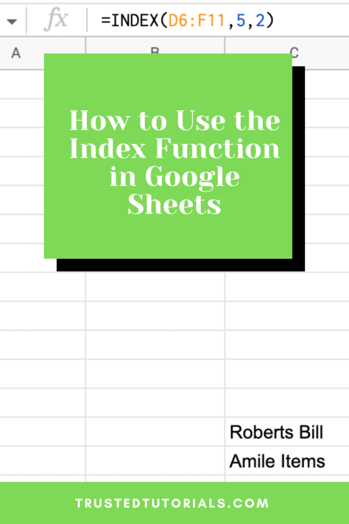 How to Use the Index Function in Google Sheets
