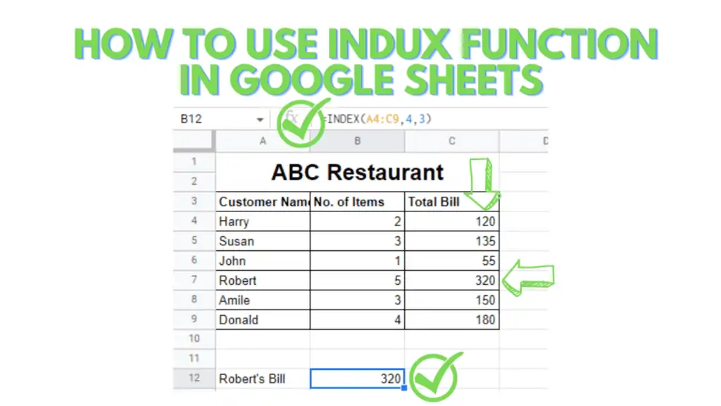 How to use index function in Google Sheets (2)