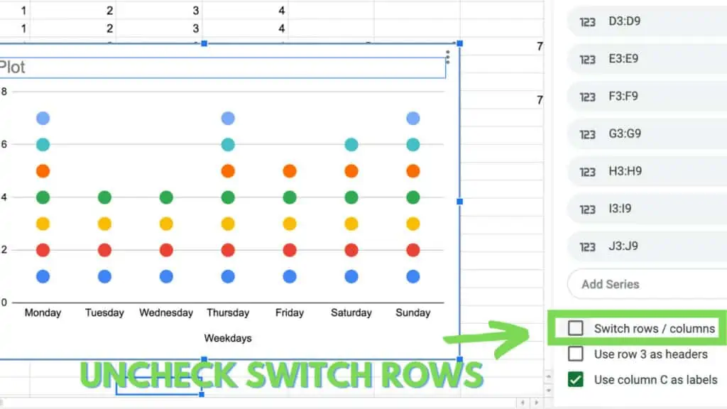 Uncheck Switch rows in the Chart Editor