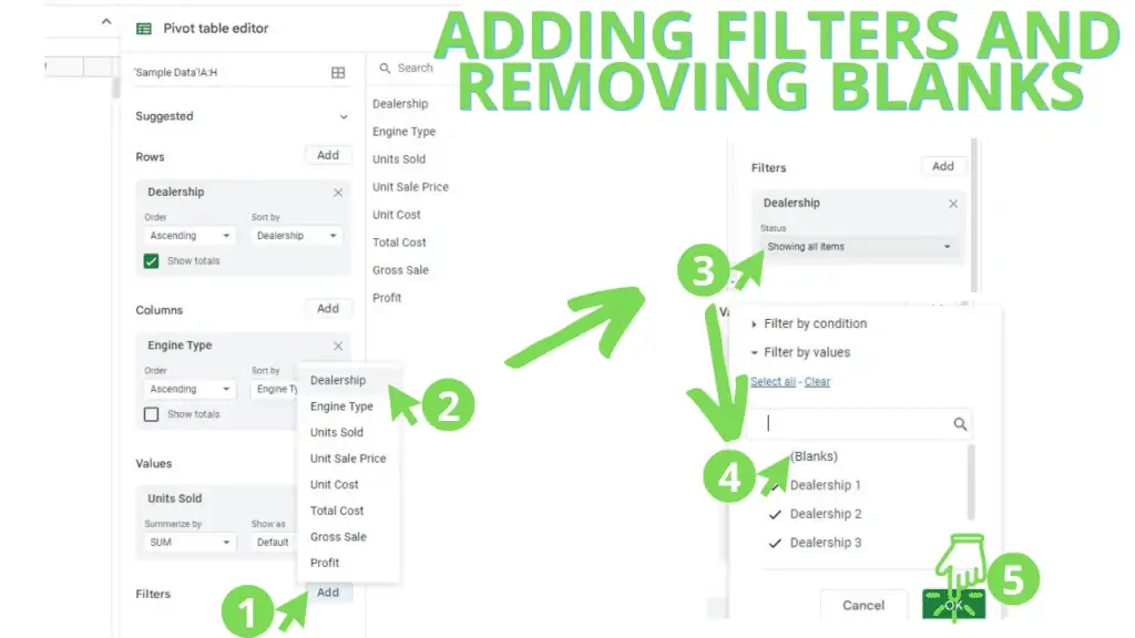Adding Filters and Removing Blanks
