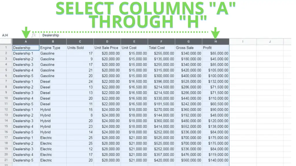 Selecting columns