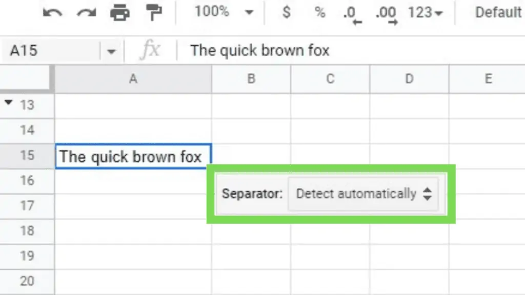 Drop-down menu appears with the text “Separator: Detect automatically”