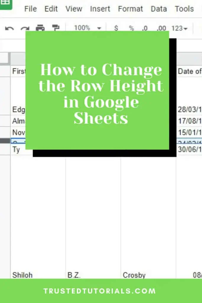 How to Change the Row Height in Google Sheets