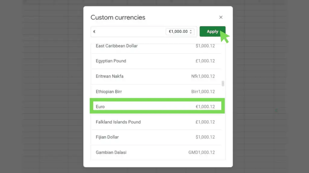The ‘Custom currencies’ window