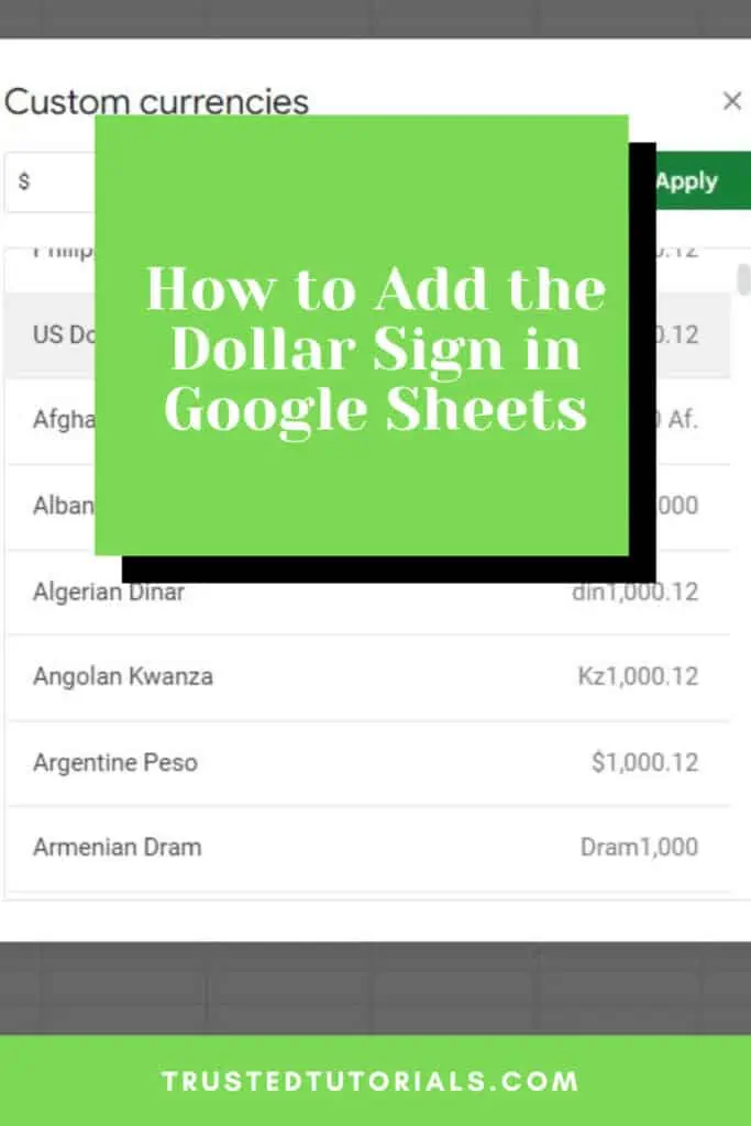 How to Add the Dollar Sign in Google Sheets