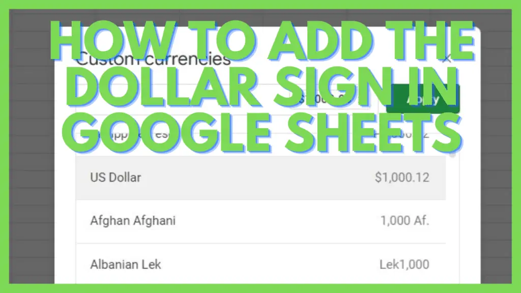How to Add the Dollar Sign in Google Sheets