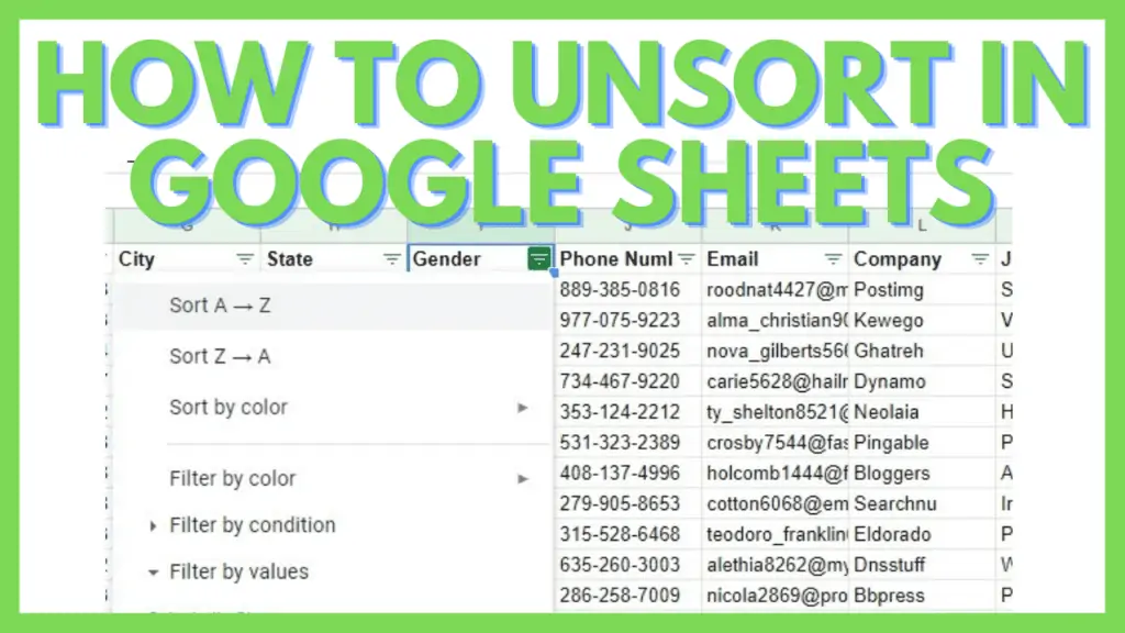 How to Unsort in Google Sheets