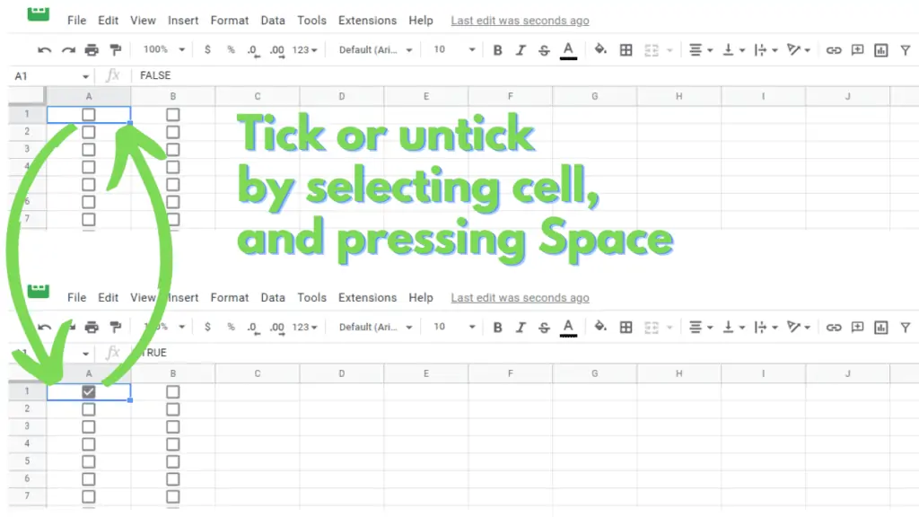 Tick or Untick by pressing Space