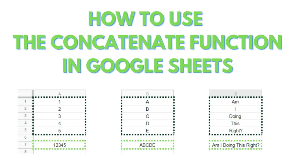 Hot to use CONCATENATE in Google Sheets