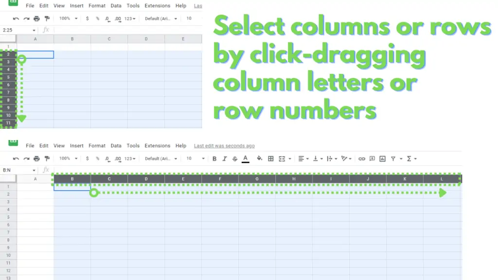 Select multiple rows or columns
