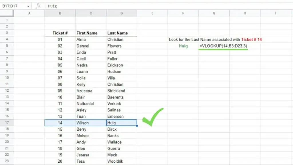 An example showing how VLOOKUP works as expected