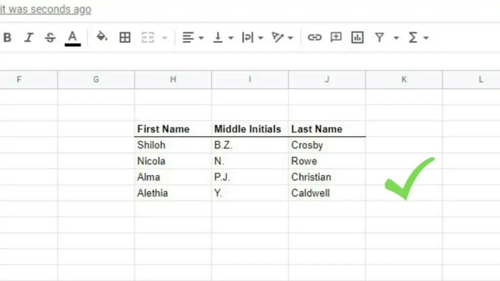 Clicking on the create a filter tool again removes the filter resulting in a table where there are no rows with any blanks
