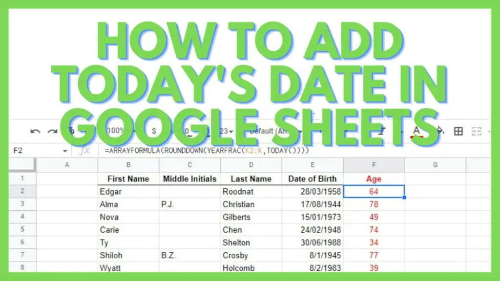 How to Add Today's Date in Google Sheets