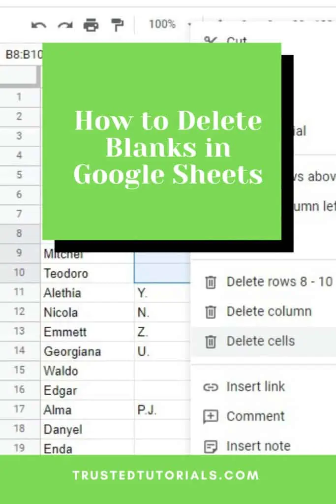 How to Delete Blanks in Google Sheets