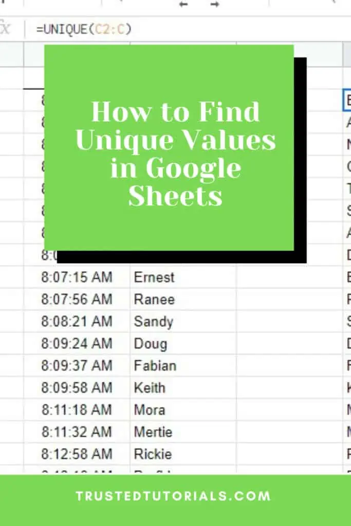 How to Find Unique Values in Google Sheets