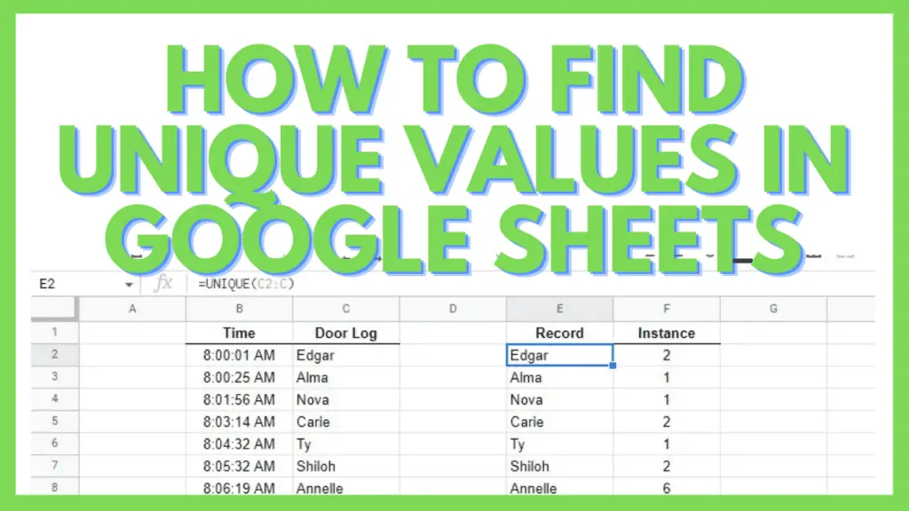 How to Find Unique Values in Google Sheets