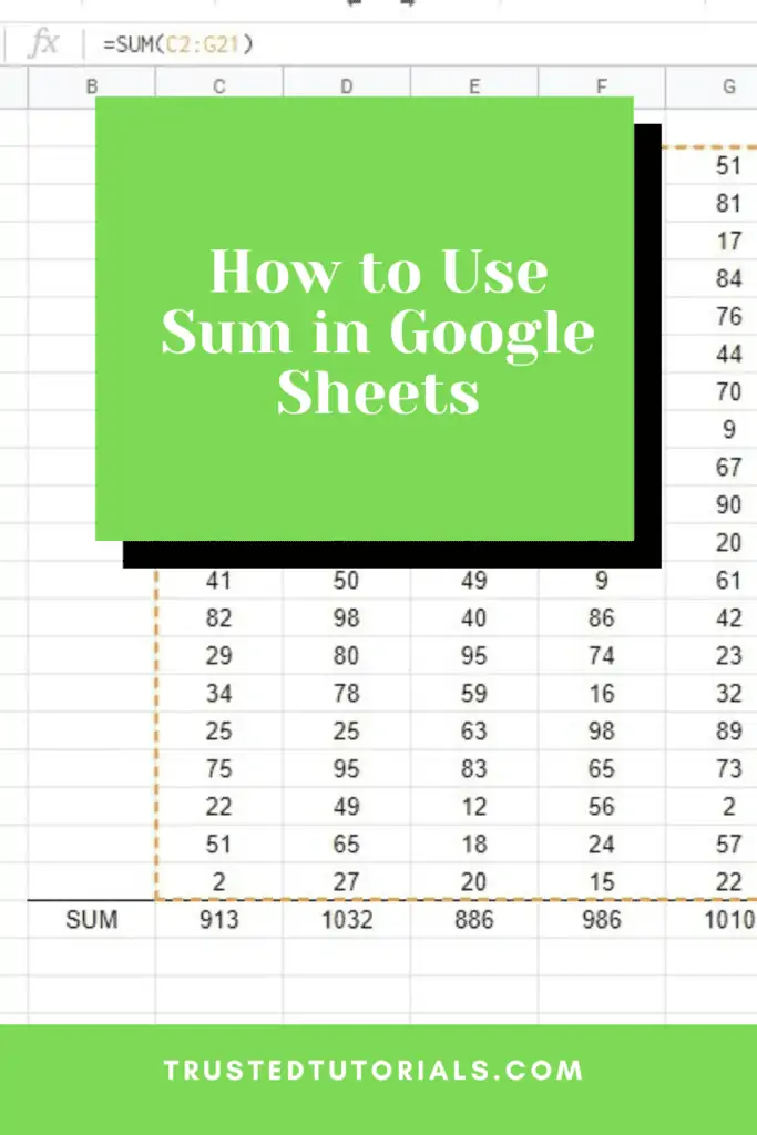 How to Use Sum in Google Sheets