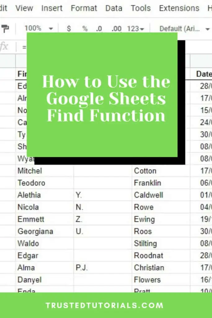 How to Use the Google Sheets Find Function