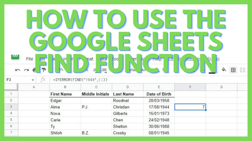 How to Use the Google Sheets Find Function