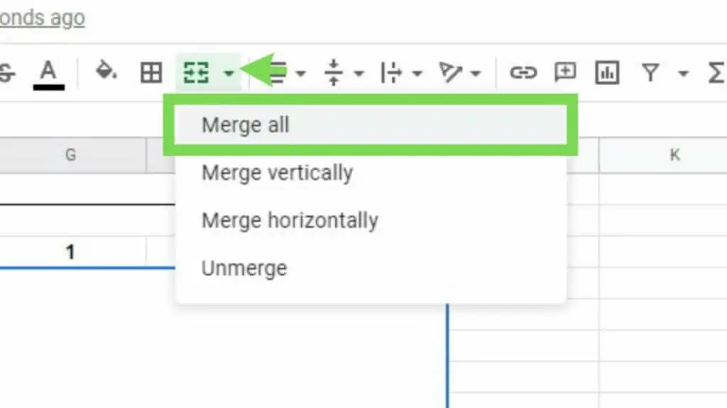 Toolbar shortcut to Merge cells - all