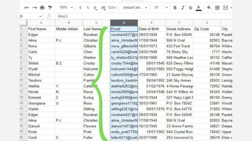 Sample dataset with the search_text column in the range misplaced