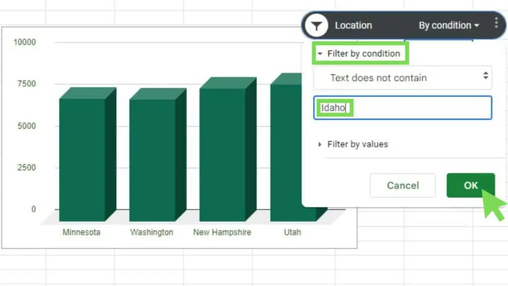 The ‘Filter by condition’ option of Slicers in Google Sheets