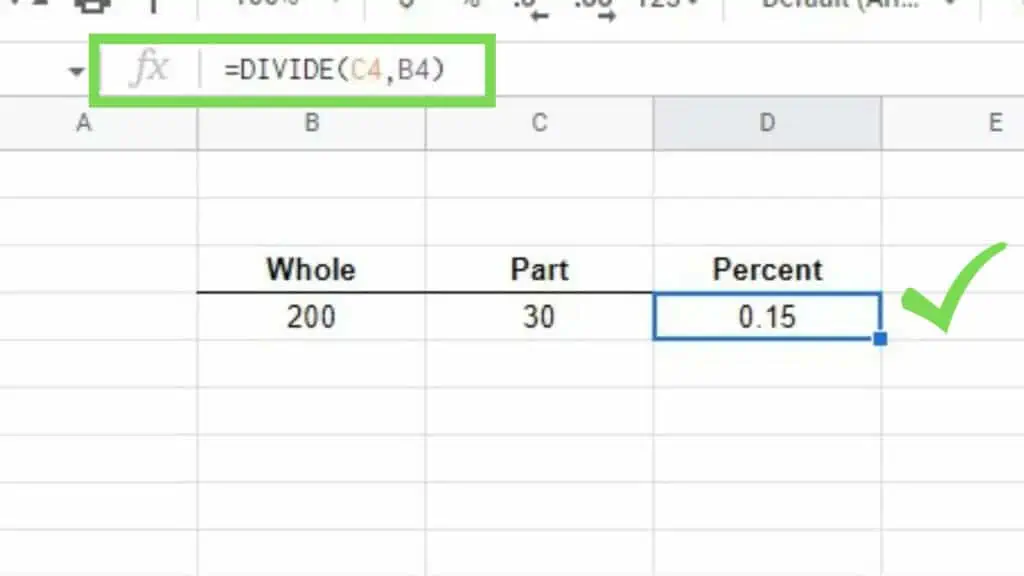 Using the DIVIDE Function to calculate the percentage in fractional number form
