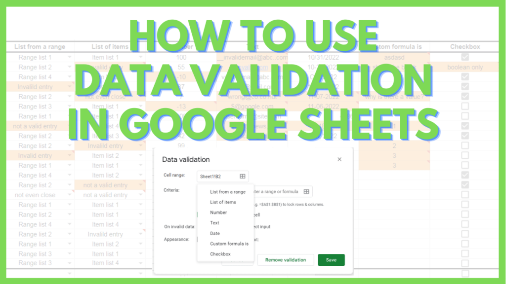 How to use Data Validation in Google Sheets