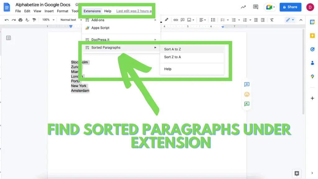 Use Extension Sorted Paragraphs to Sort List
