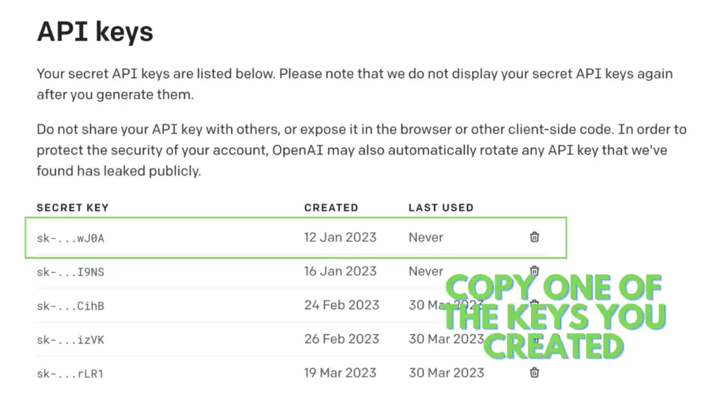 Create an API key on the OpenAI website